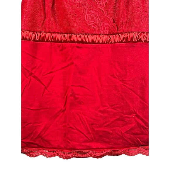 Y2K Holiday Red Lace Babydoll Cami Tank Top Plus 1X Worthington Satin Trim - Picture 4 of 8